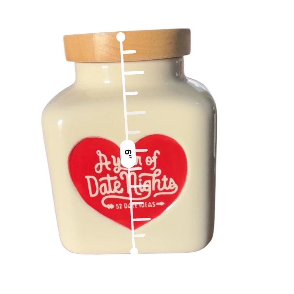 Hallmark A Year of Date Nights Jar Ceramic Wood Lid New No Cards